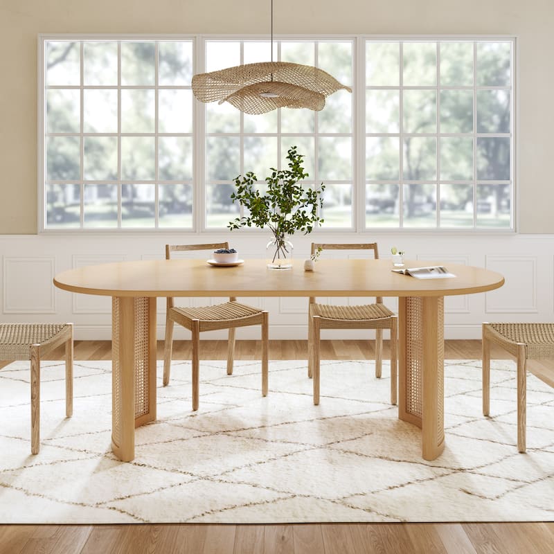 Oval Wood Dining Table Double Pedestal Kitchen Table