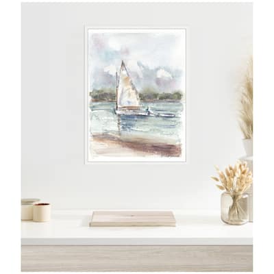 Kate and Laurel Sylvie 1 Maryanne Welch Chatham Fog Sailboat Framed Canvas by Patricia Shaw