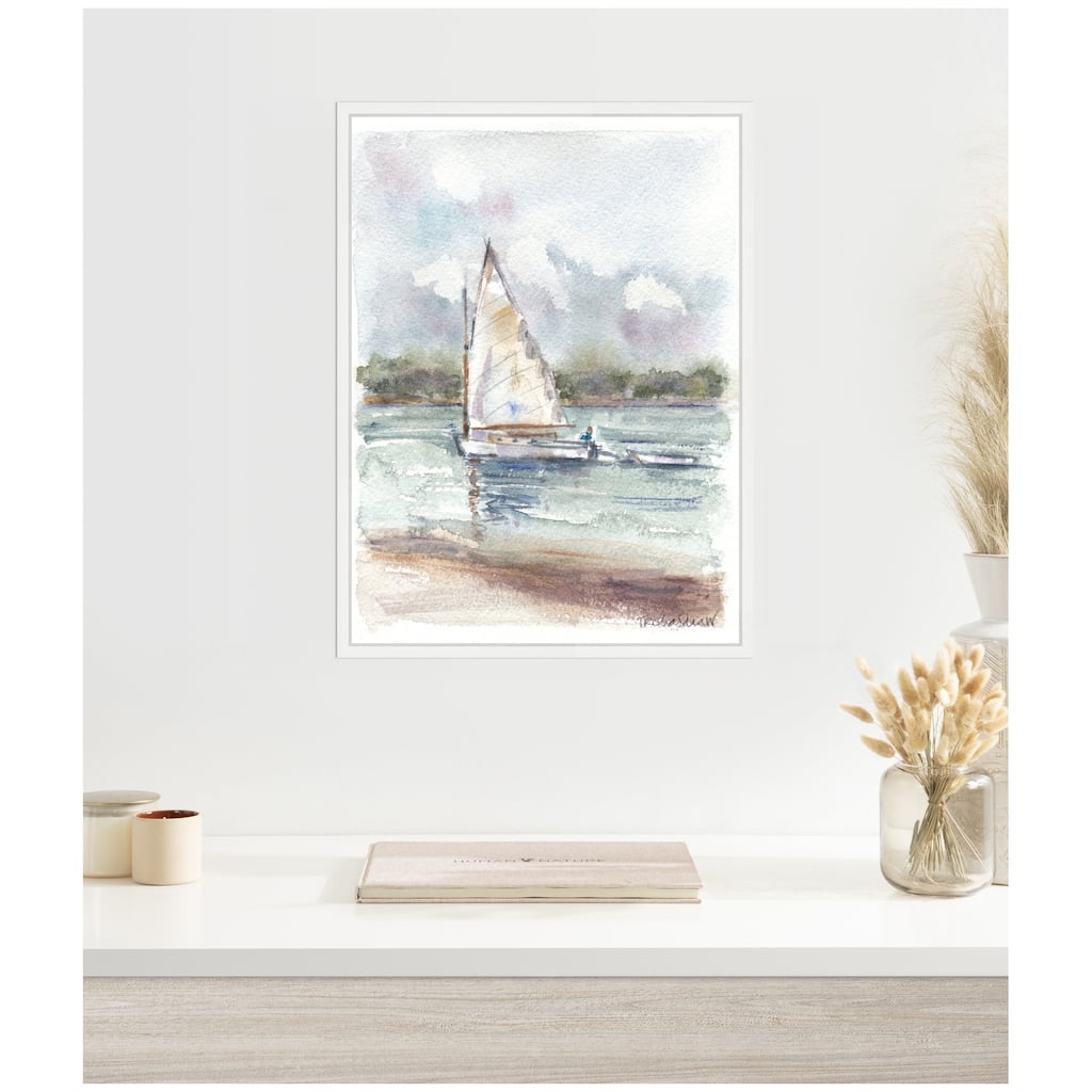 Kate and Laurel Sylvie 1 Maryanne Welch Chatham Fog Sailboat Framed Canvas by Patricia Shaw