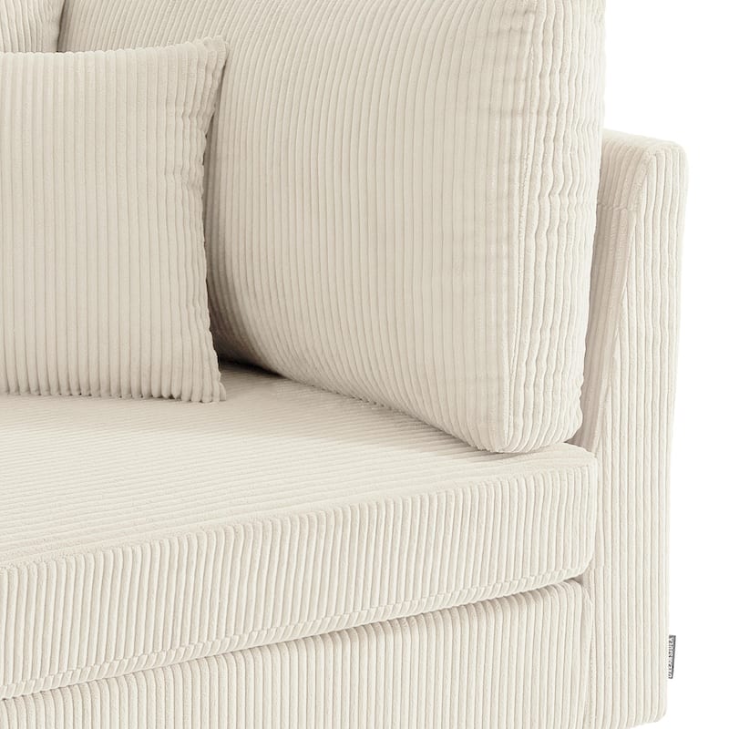 5-Piece Modern Comfy Corduroy Modular Sectional Sofa with Ottoman