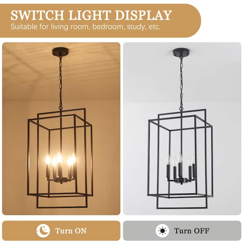 5-Light Candlestick Cage Hanging Linear Chandelier Lighting Island Chandelier for Kitchen Island