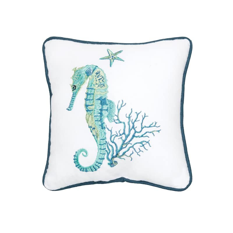 Seahorse & Coral Small/Petite Accent Pillow