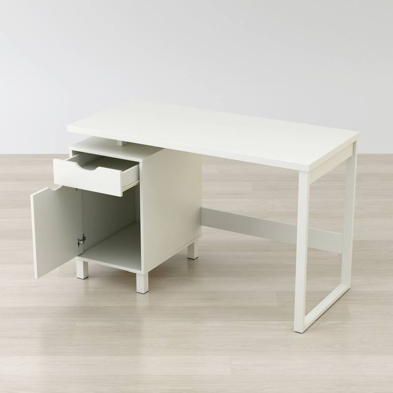 Writing Desk 47 Inch - Modern Computer Study Table for Home Office - White Finish