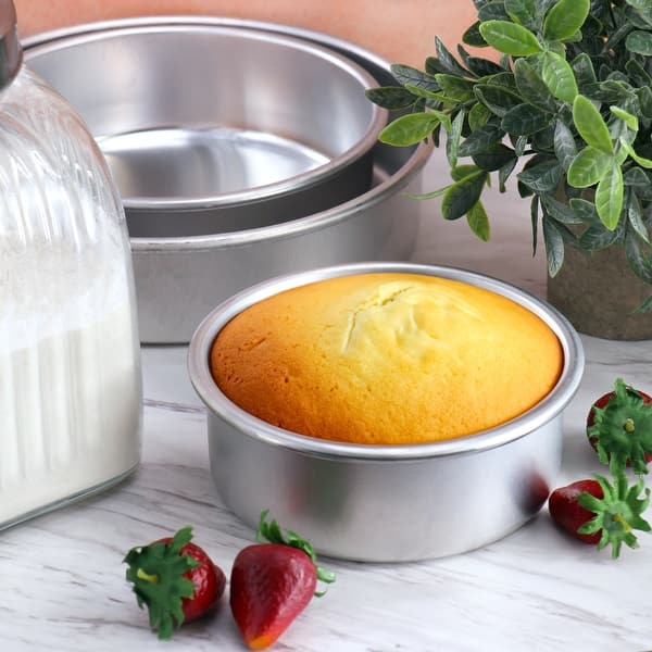 Our Table 3 Piece Round Aluminum Cake Pan Set in Silver Bed Bath