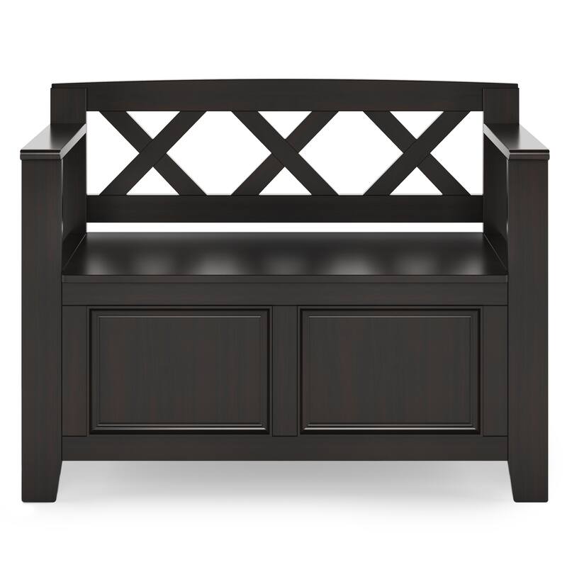 WYNDENHALL Halifax Solid Wood 36 inch Wide Small Storage Bench and 36 inch Wide Storage Cabinet in Hickory Brown