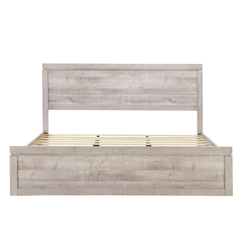 Vintage Farmhouse Style Platform Bed with 10 Wooden Slats Support for Bedroom