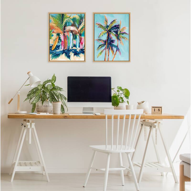 Kate and Laurel Sylvie Surf and Sand Canvas Art Set by Rachel Christopoulos