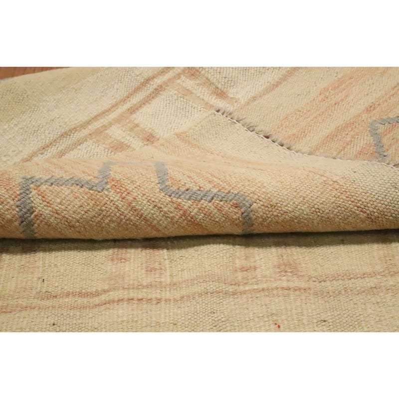 Hand Woven Oriental 100% Wool Carpet Southwestern Tribal Beige & Ivories Kilim Area Rug - 4' 10'' X 2' 10''