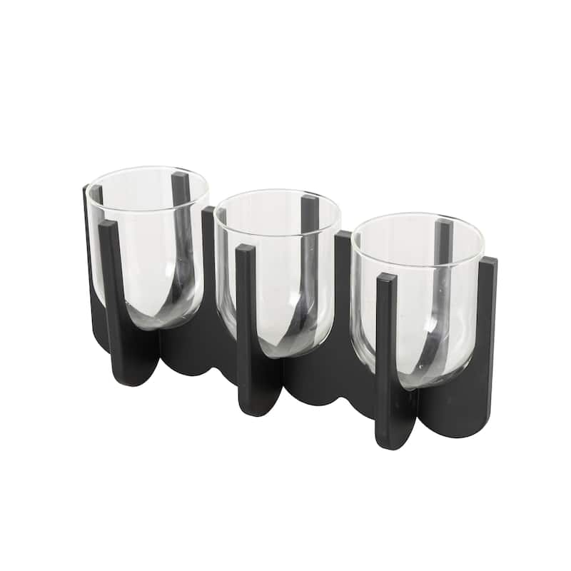Wooden Hurricane 5 or 3 Slot Candle Holder - Black - Roche River Decor