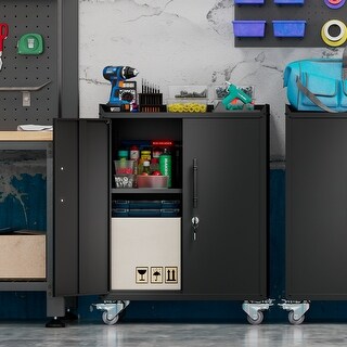 2 Door Tool Cabinets, Lockable Garage Storage Cabinet, Locking Metal ...