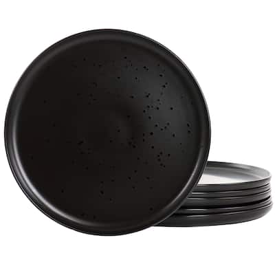 6 Piece 10.5 Inch Round Stoneware Dinner Plate Set in Pepper