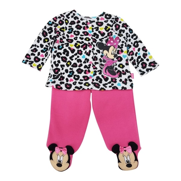 Shop Disney Baby Girls Pink Minnie Applique Leopard Print 2 Pc