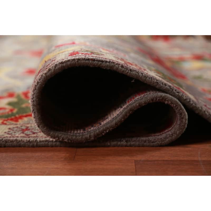 Floral Gray Oushak Oriental Area Rug Handmade Wool Carpet - 9'1" x 12'2"