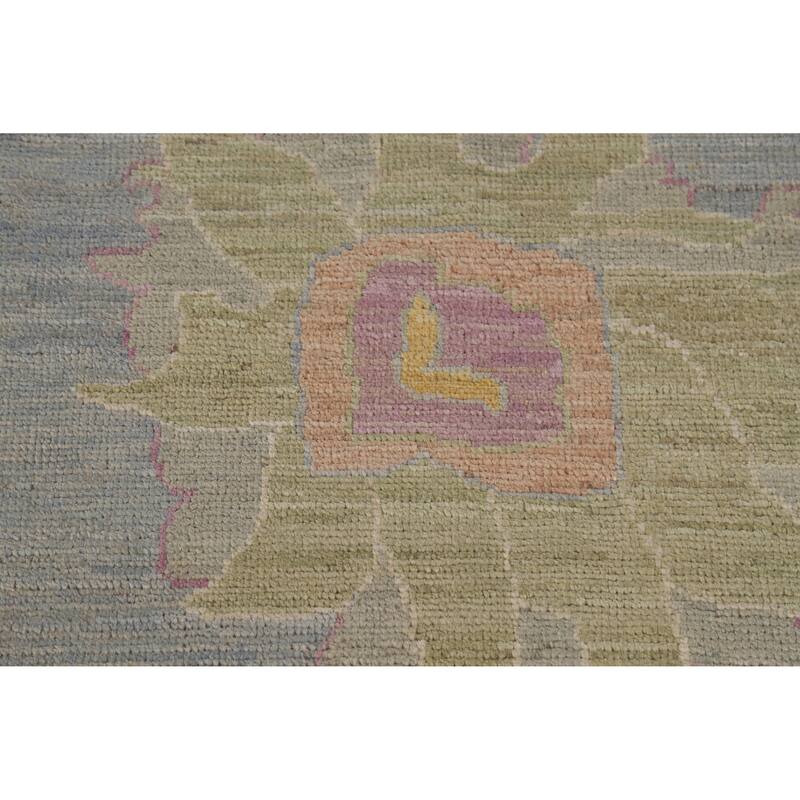 Hand Knotted Oriental 100% Wool Carpet Transitional All-Over Navy Blue & Blues Oushak Area Rug - 9' 11'' X 8' 2''