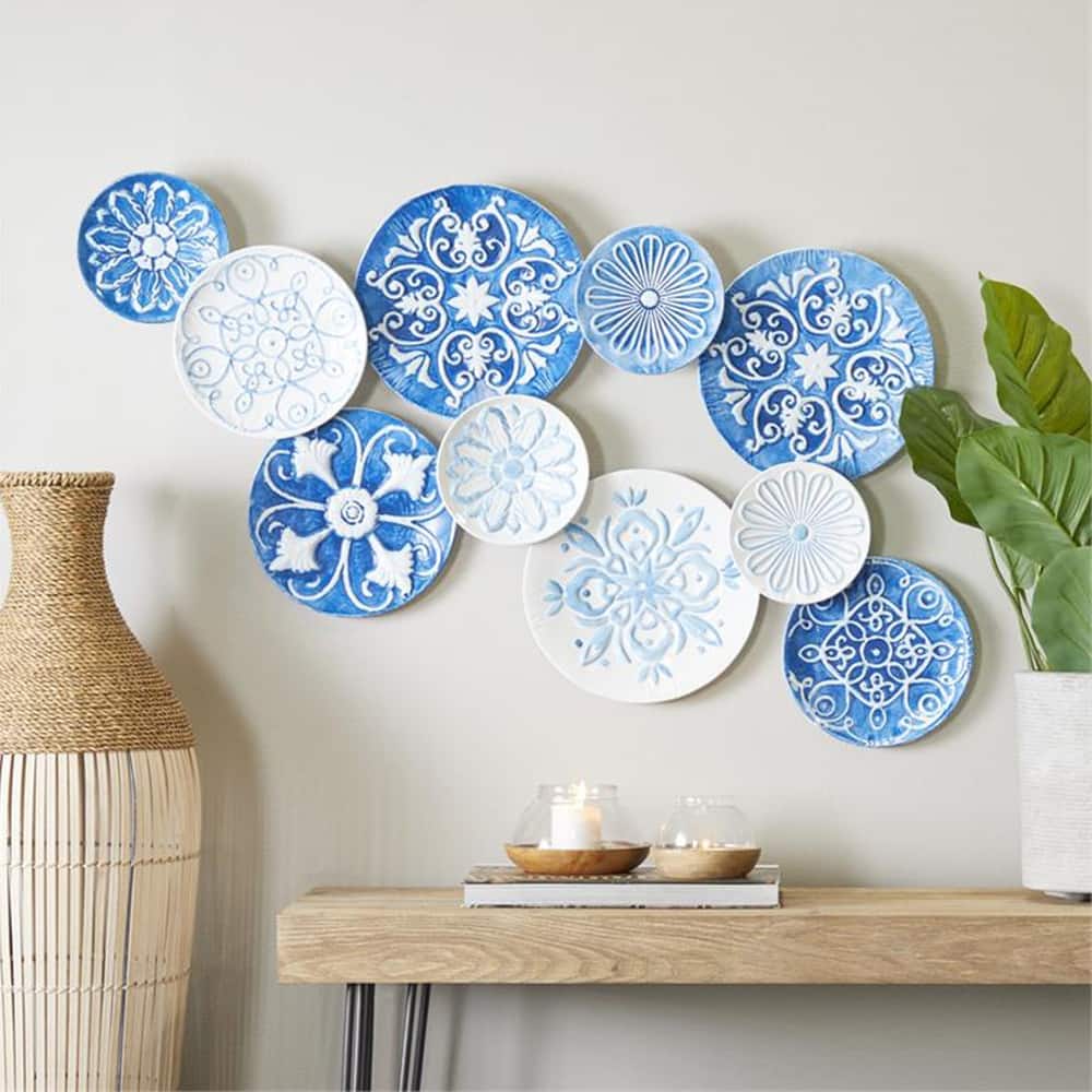 Santorini 46 x 23 Hand Painted Multicolor Circles Metal Wall Art