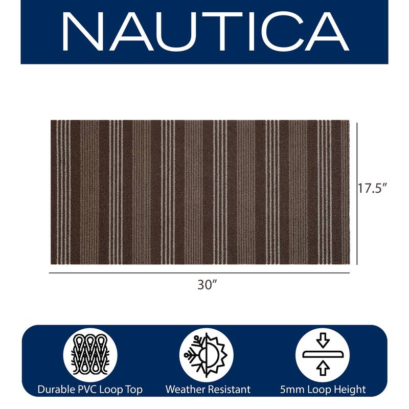 Nautica PVC Loop Utility Indoor/Outdoor Striped Mat