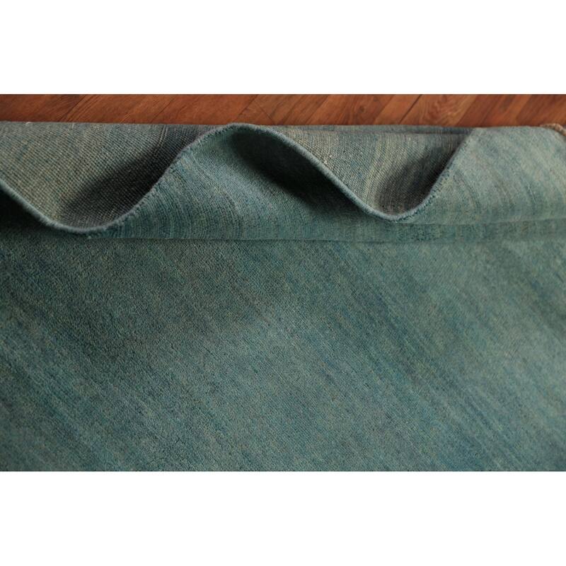 Gabbeh Modern Rug Hand-Knotted Stripe Blue Wool Carpet - 3'10" x 5'10"