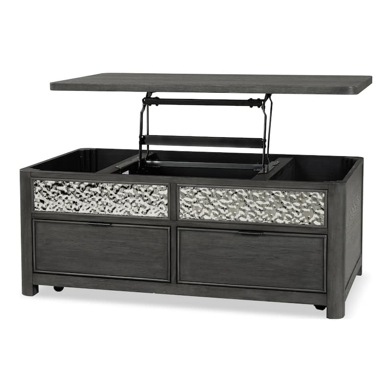 Furniture of America Piez Modern Ash Grey Wood Lift-Top Storage Coffee Table with Casters