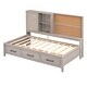 preview thumbnail 14 of 28, Daybed Multi-Functional Wood Slat Support Daybed Stylish Bed Frame with 3 Drawers All-in-One Cabinet and Shelf Twin Size