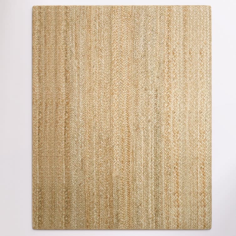 Jute Hand Braided Zigzag Stitch Natural Fibers Farmhouse Style Area Rug - Brown - Rectangle 2'4" x 4'