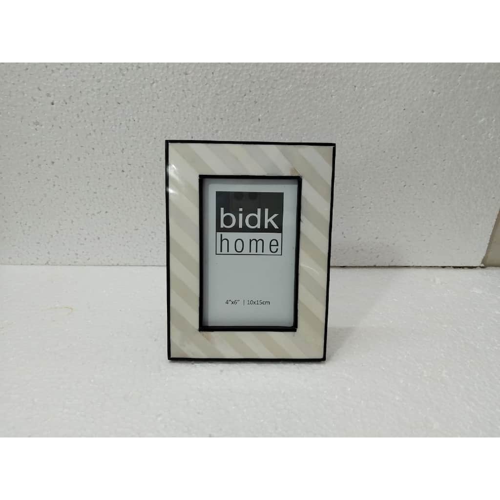 Bone Rectangular Picture Frame - for 4" x 6" Photo - White and Cream