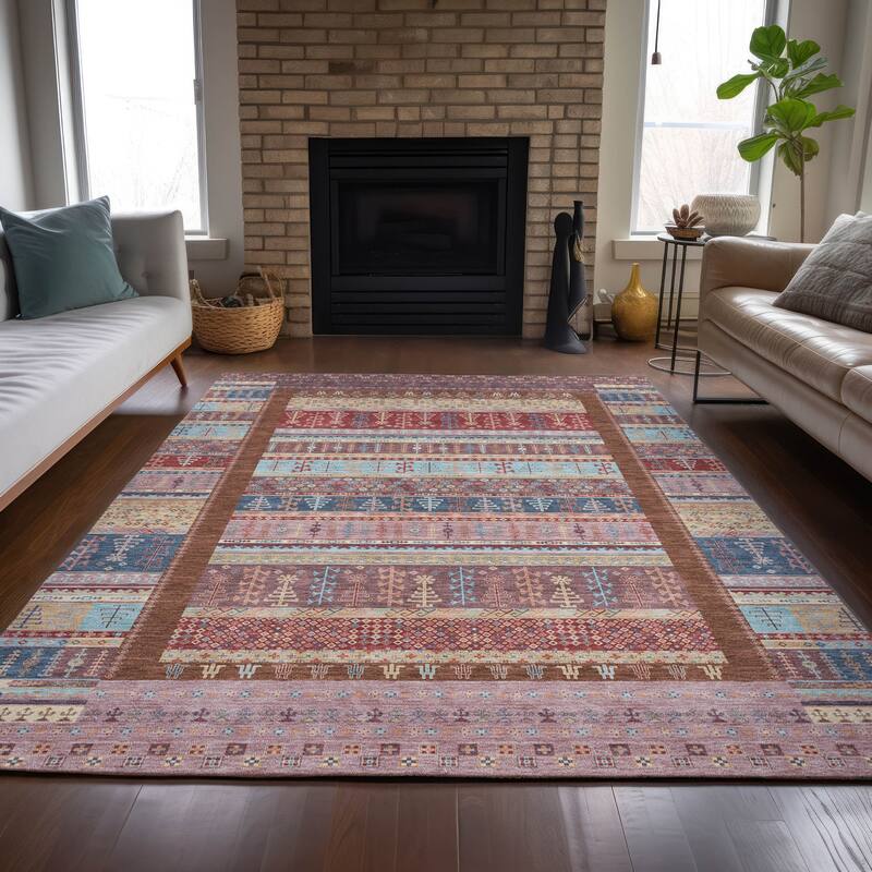Machine Washable Indoor/Outdoor Global Kilim Chantille Rug