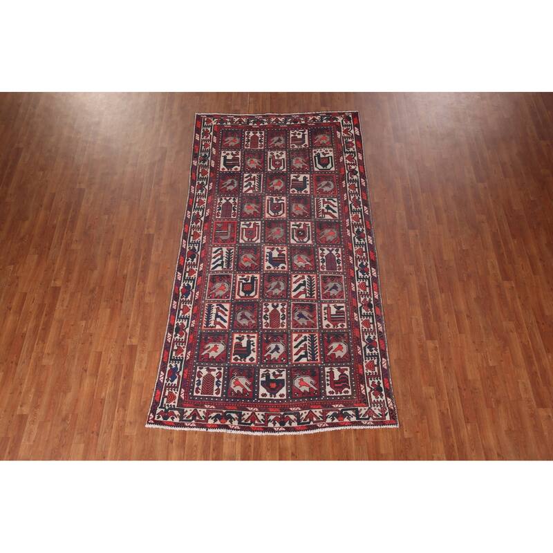 Handmade Garden Design Tribal Bakhtiari Persian Vintage Wool Carpet - 5'3"x 10'0"