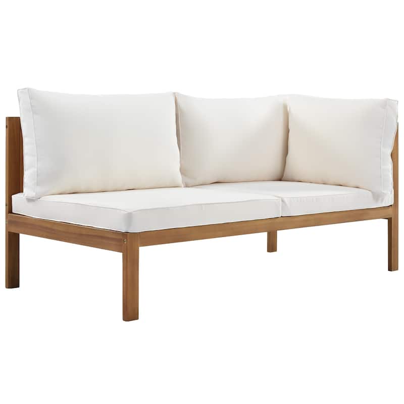 Roomfitters 3-Piece Outdoor Sectional Sofa Set with Coffee Table, Solid Wood Frame L-Shaped Patio Furniture