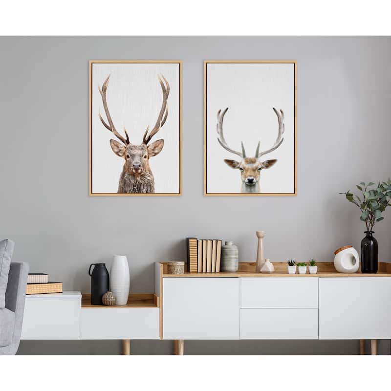 Kate and Laurel Sylvie Deer Color Framed Canvas by Simon Te