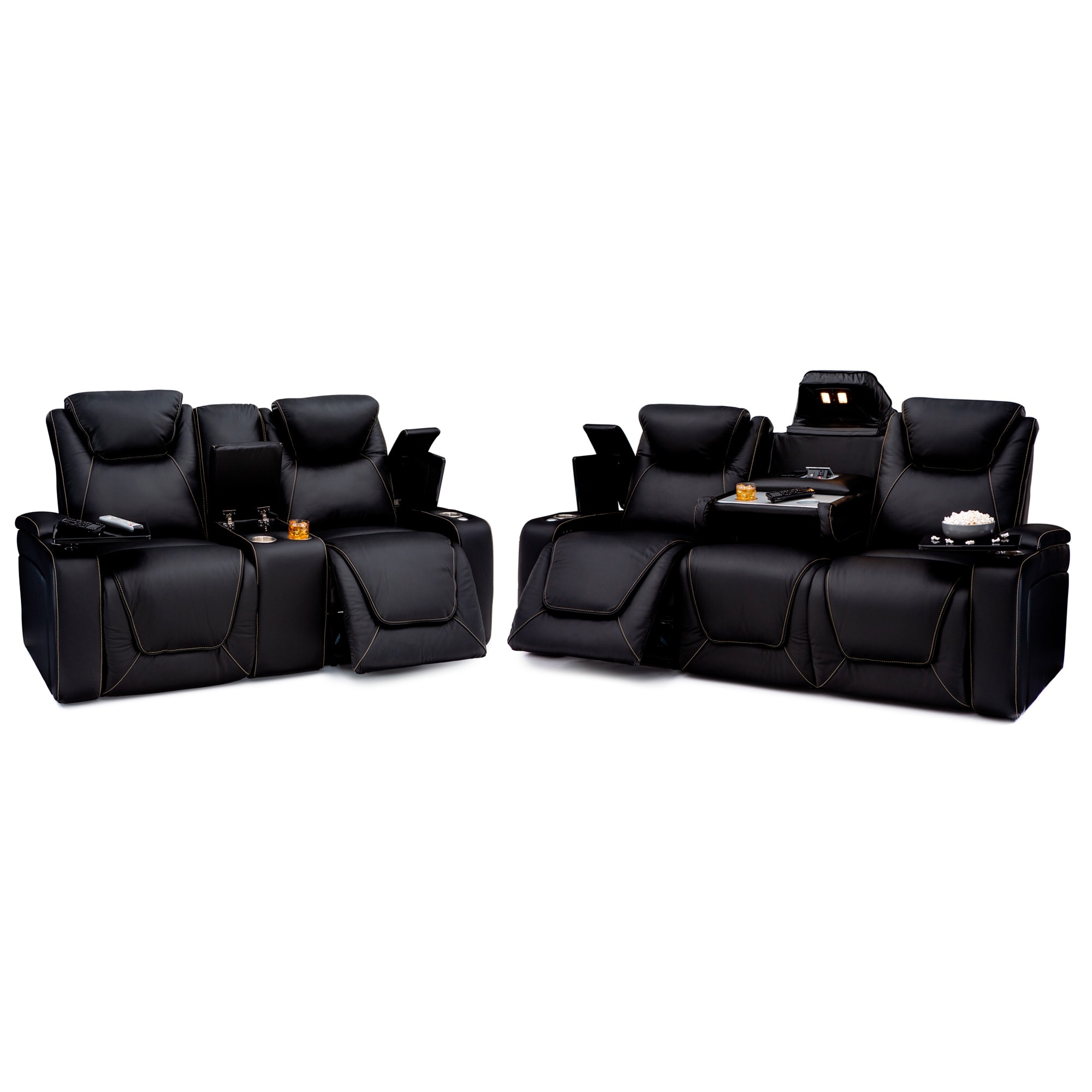 Seatcraft Concerto Heat Massage Sofa Loveseat Black Top Grain Leather 7000 Powered Headrest Powered Lumbar Power Recline Bed Bath Beyond 38405734