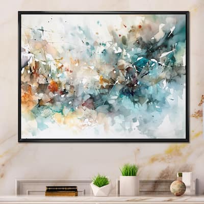 Designart "Vibrant Paint Eruption V" Modern Geometric Framed Wall Art For Living Room