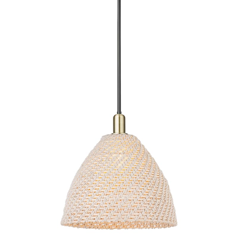 Innovations Lighting 716-1S-16-16 Natural Ballston Dome Pendant - Black Antique Brass / Natural