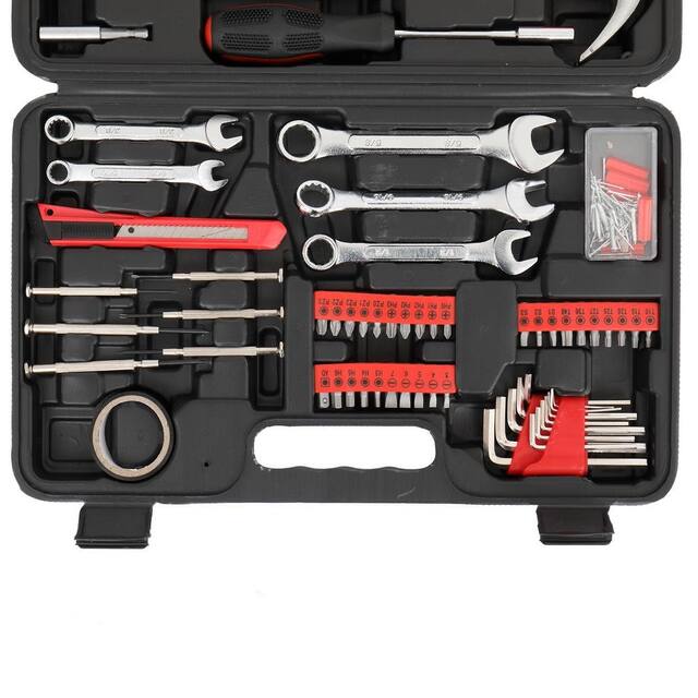 148 Piece Household Tool Set, Red - N/A