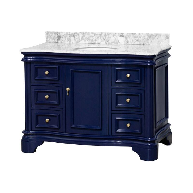KitchenBathCollection Katherine 48" Bathroom Vanity with Carrara Marble Top