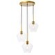 preview thumbnail 4 of 4, Gerald 3-Light Glass Pendant 8.6/18.1 - Brass/Clear
