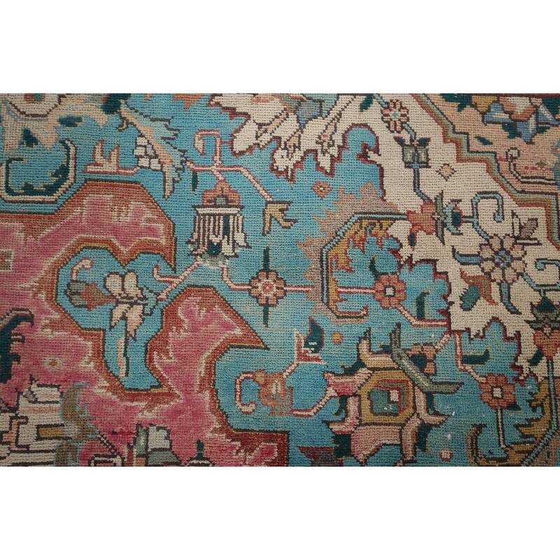 Pink Tabriz Persian Vintage Area Rug Handmade Wool Carpet - 9'11" x 13'4"