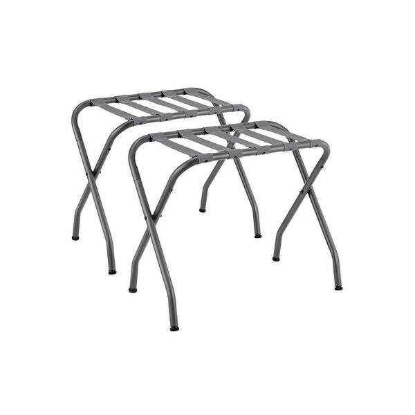 Black Steel Foldable Luggage Rack with Durable Straps and Non-Slip Feet ...