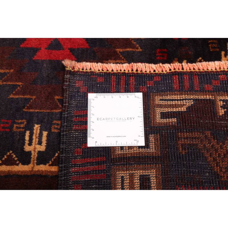 ECARPETGALLERY Hand-knotted Teimani Dark Navy, Dark Red Wool Rug - 3'11 x 7'8