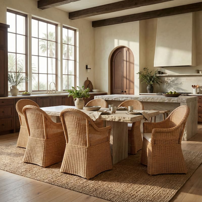 SAFAVIEH Couture Hylda Rattan Dining Chair - 27"W x 27"D x 39"H - Natural/White