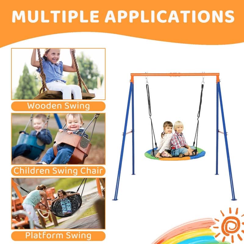 Iron with round swing blue children's swing set - Metal