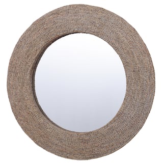 Harper - Whitewashed Round Wall Mirror with Rope Detail