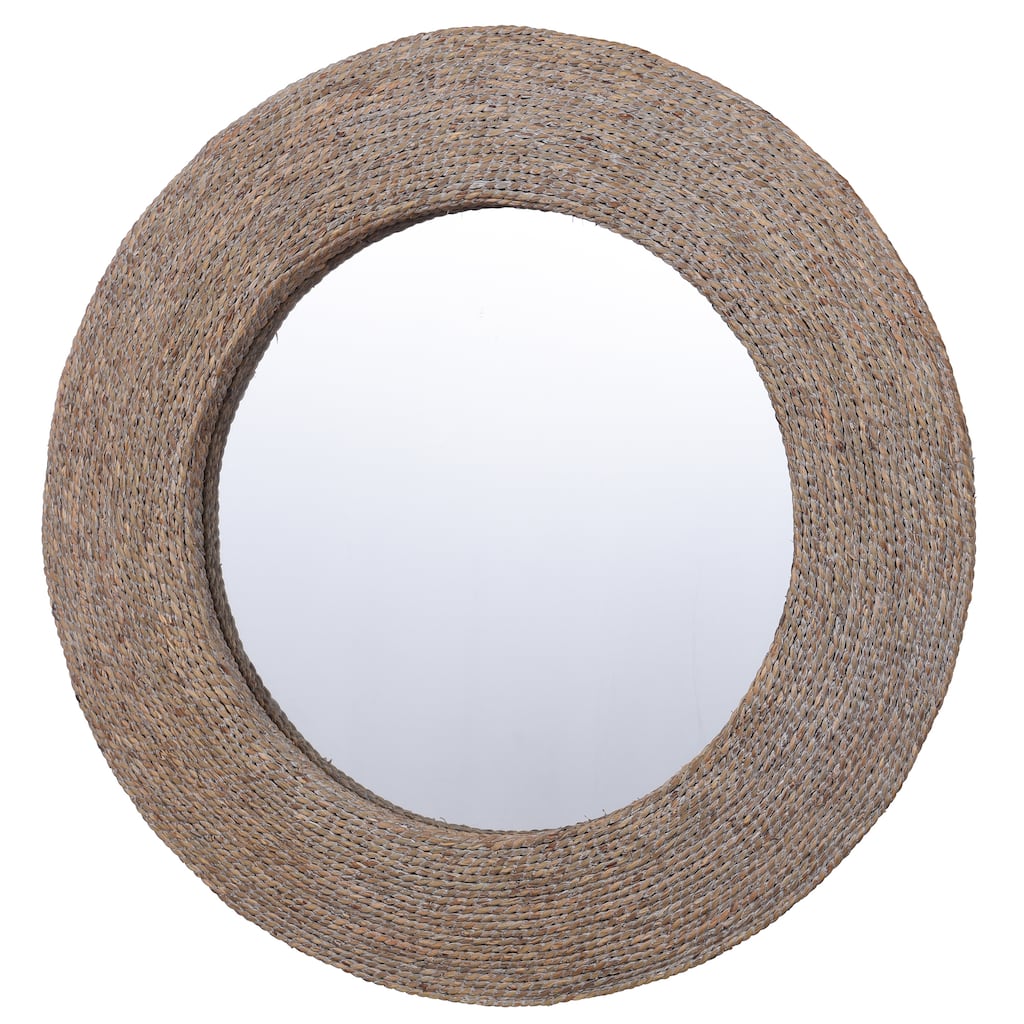 Harper - Whitewashed Round Wall Mirror with Rope Detail