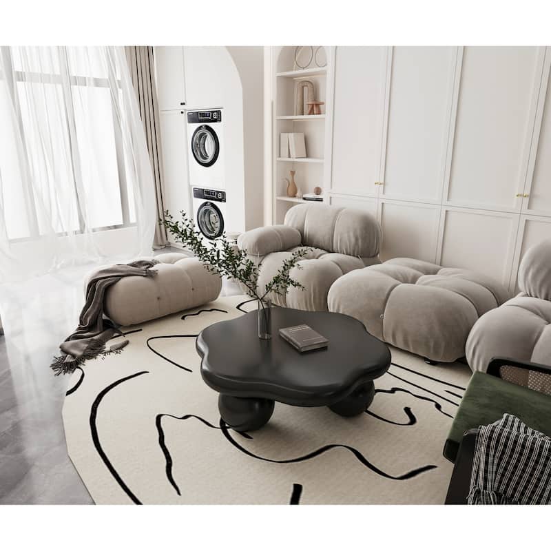 35" Cloud Shaped Modern Minimalist Coffee Table with Spherical Legs