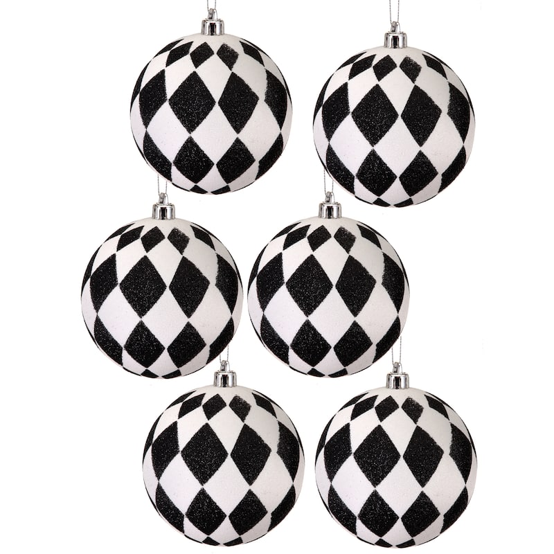 4" Glittered Harlequin Ball Ornament Set of 3