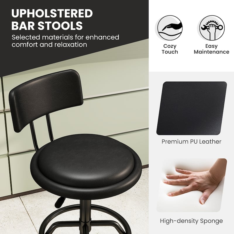360° Swivel Counter Height Barstool with Padded Seat and Back
