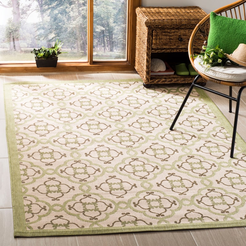 Martha Stewart by SAFAVIEH Province Indoor/ Outdoor Waterproof Rug - 5'3" x 7'7" - Beige/Sweet Pea