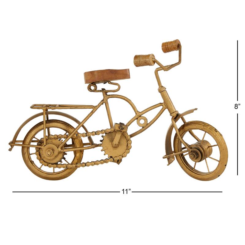 Metal Bike Decorative Sculpture with Wood Accents - Gold - Roche River Decor