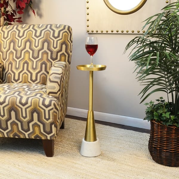 slide 2 of 7, Carolina Living Barclay Small Drink Table - Gold Gold, White - Aluminum