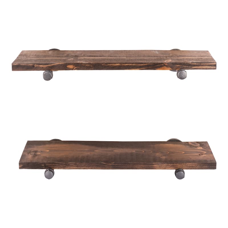 Restore Wood 24 in. Wall Shelf Straight Steel Pipe Brackets, Set of 2