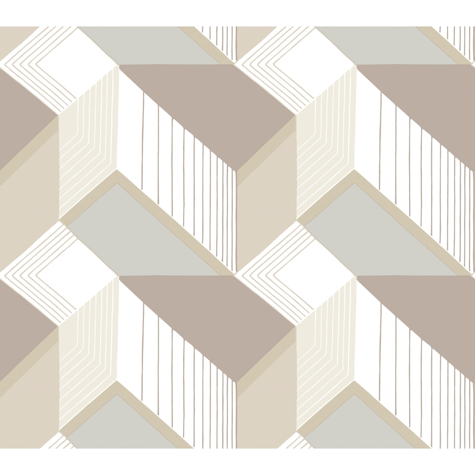 Inspired by Color Graphic Geo Blocks White & Cream Wallpaper
